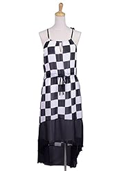 High-Low-Hem Checkered Print  Dress