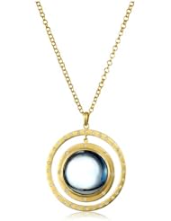 Lauren Harper Collection Deep Waters 18k Gold, London Blue Topaz and Diamond Circle Pendant Necklace
