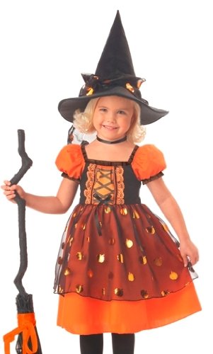 Pretty Pumpkin Witch Cute Kids Costume