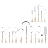 New Sterlingcraft 72pc Heavy Gauge Surgical Stainless Steel Flatware Set 24k Gold-Plated Trim