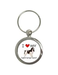Office Product: I Love My English Springer Spaniel Round Key Chain - MyHeritageWear.com