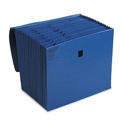 Wilson Jones ColorLife A to Z Expanding File 10" x 12", Expands to 18" File Capacity with Velcro Gripper Flap, Dark Blue (WCCC7117A-BL)