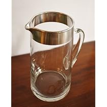 Vintage Dorothy Thorpe Clear Glass with Silver Plated Edge Martini Ice Tea Lemonade Water Pitcher