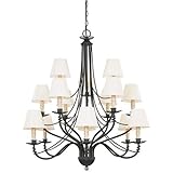 IMAGE OF Cottage grove - interior chandelier in aged ebony with linen bisque fa