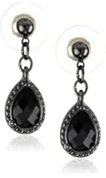 1928 Jewelry Black Victorian Inspired Petite Teardrop Earrings
