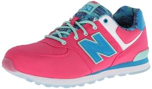 New Balance KL574 Grade Lace-Up Running Shoe (Big Kid),Pink/Blue,6 W US Big Kid