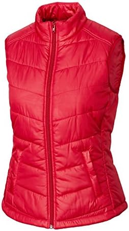 Cutter & Buck LCO01205 Womens Cb Weathertec Double Major Quilted Vest, Red-L