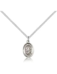 .925 Sterling Silver Saint St. George Medal Pendant 1/2 x 1/4 Inches Boy Scouts/Soldiers-9040- Comes with a .925 Sterling Silver Lite Curb Chain Neckace And a Black velvet Box