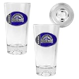 MLB Colorado Rockies Pint Ale Glass with Baseball Bottom (Set of 2)