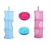 Homecube 3 Compartments Hanging Mesh Storage Basket Organizer, Toy Storage Cage, Collapsible (Blue)