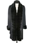 100% 17 Ounce Loro Piana Black Cashmere Straight Body 7/8 Coat w/Large Mahogany Mink Tuxedo & Cuffs