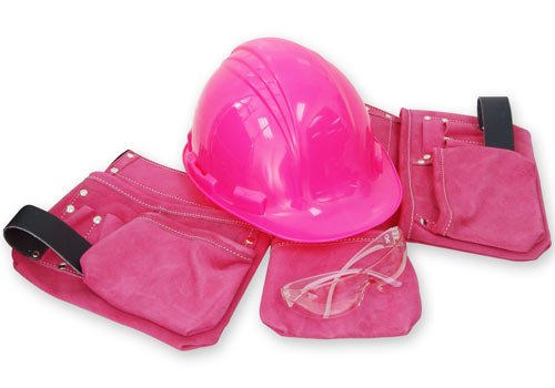 Pink Tool Belt Kit with North Hard Hat and Eva Safety Glasses