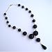 Graduated Genuine Jet Pendant Necklace