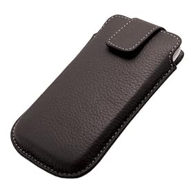 �tui en cuir noir v�ritable fait main pour iPhone 4 - 4S de Melkco