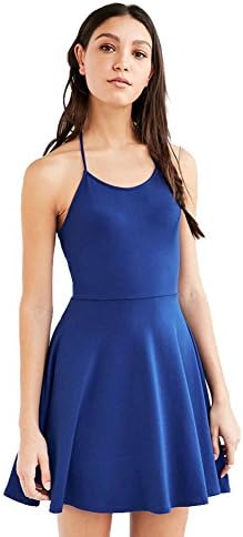 Ladies Halter Spaghetti Strap Cross Lace up Short Mini Casual Backless Dress