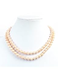 Hydia Pink 8-9mm Potato Freshwater Pearls Two Strand Necklace Sterling Silver Clasp with Gift Pouch