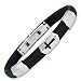 Stainless Steel MD Cross Rubber Bangle Bracelet 8.25