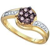 1/3 Carat Chocolate & White Diamond 10k Yellow Gold Flower Right Hand Ring