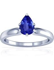 18K White Gold Pear Cut Blue Sapphire Solitaire Ring (GIA Certificate)