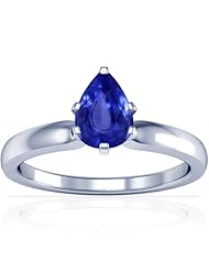14K White Gold Pear Cut Blue Sapphire Solitaire Ring (GIA Certificate)