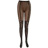 Black Betsey Johnson Filigree Garter Net Sheer Tights