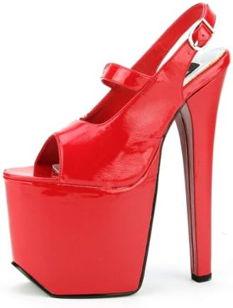 Women's Red Platform High Heel Sandal Shoes - Size 11