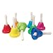 8 Brightly Colour Rainbow Music Hand Bells For Children (Incs 4 Nursery Rhyme Song Sheet)