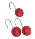 Color Rounds Shower Hooks Set of 12 - Red