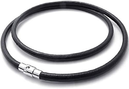 Vincy 3mm Mens Womens Genuine Leather Cord Necklace Chain, Black, 3mm