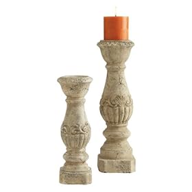 Set of 2 Shell Crest Pedestral Pillar Candle Holders by CC Home Furnishings