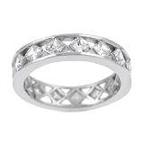 Sterling Silver Diamond Cut CZ Eternity Band Ring