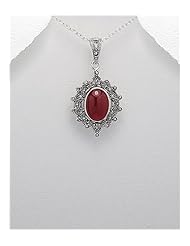 Marcasite Pendant Necklace In 92.5 Sterling Silver
