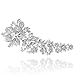 EVER FAITH® Bridal Silver-Tone 7.6 Inch Flower Leaf Brooch Clear Austrian Crystal