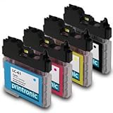 Brother LC61Bk, LC61C, LC61M, LC61Y Compatible Remanufactured Combo Pack - 1 Black, 1 Cyan, 1 Magenta, 1 Yellow Ink Cartridges