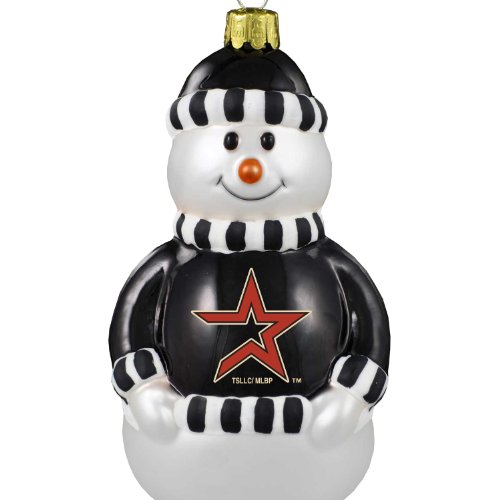 MLB Houston Astros Blown Glass Snowman Ornament