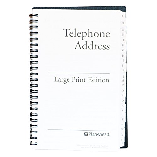 Large Print Telephone Address Book Black PlanAhead 628 Entries Brand