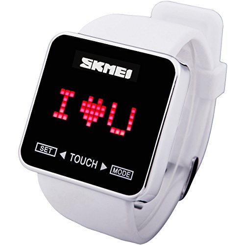 LEORX SKMEI Waterproof Touch Screen Boys Girls Sport LED Digital Wrist Watch (White)