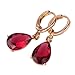 GULICX Lady jewelry Gift Pear Cut Ruby -Color Gold Tone Women Sparkle Dangle Earrings
