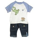 Newborn Boys 2pc Froggy To the Pond Denim Pants Set