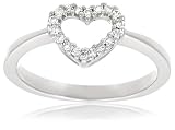 14k White or Yellow Gold Diamond Heart Ring (1/8 cttw, H-I Color, I1 Clarity)