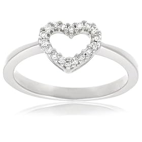 14k Choice of White or Yellow Gold Diamond Heart Ring (1/8 cttw, H-I Color, I1 Clarity)