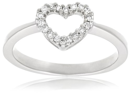 14k Choice of White or Yellow Gold Diamond Heart Ring (1/8 cttw, H-I Color, I1 Clarity)