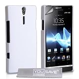 Yousave Accessories TM Blanc Dur Hybride Dos Etui Coque Pour Le Sony Ericsson Xperia S LT26i AvecEcran Protecteur Film Et Gris Tissu de Polissage Micro Fibre