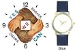 Black & White Hands and Forearms Interlocking - Yes We Can No.1 - President Barack Obama Commemorative - WATCHBUDDY&reg; DELUXE TWO-TONE THEME WATCH - Arabic Numbers - Blue Leather Strap-Size-Large ( Men's Size or Jumbo Women's Size )