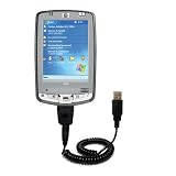 Coiled Power Hot Sync and Charge USB Data Cable w/ Tip Exchange for the HP iPAQ hx2490 - Gomadic Brand