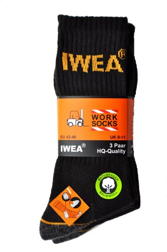 IWEA Freizeit- und Arbeitssocken 3 Paar in Schwarz - Grau & Marineblau - Gr��en 39-50