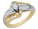 Diamond 1/2 Carat (ctw) Marquise Cut Engagement Ring in 14K White and Yellow Gold