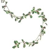 6 HOLLY LEAVES BERRIES GARLAND CHRISTMAS HOLIDAY 6v
