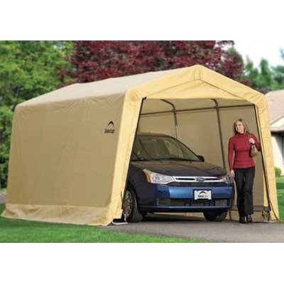 10 x 15 x 8 AutoShelter Instant Garage with 4-Rib Frame inTan Cover