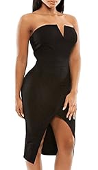 Girls Sexy V-neck Strapless Sleeveless Polyester Slit Full Length Jumpsuit 